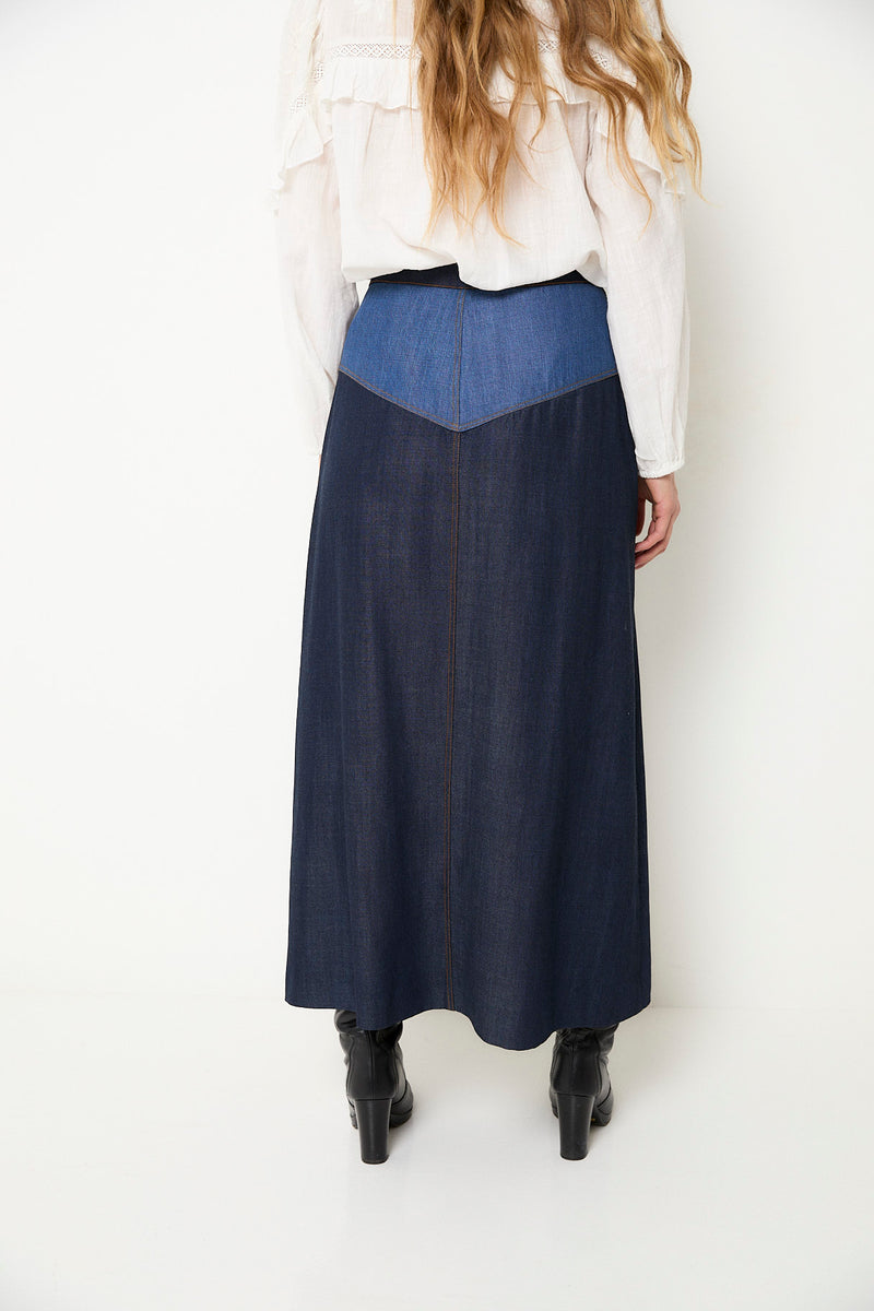 FALDA CATALINA MIX TENCEL AZUL