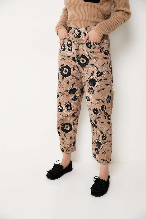 JEANS CORSE À FLEURS NOIRS