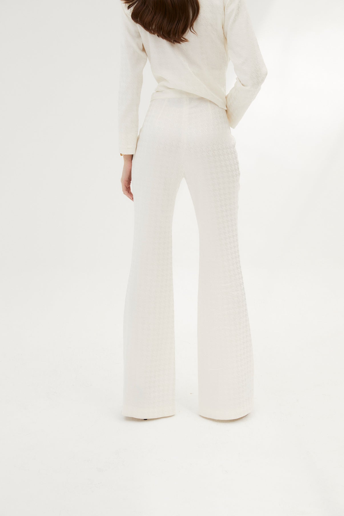 PANTALON QUATRE VINGT PIED-DE-POULE ÉCRU