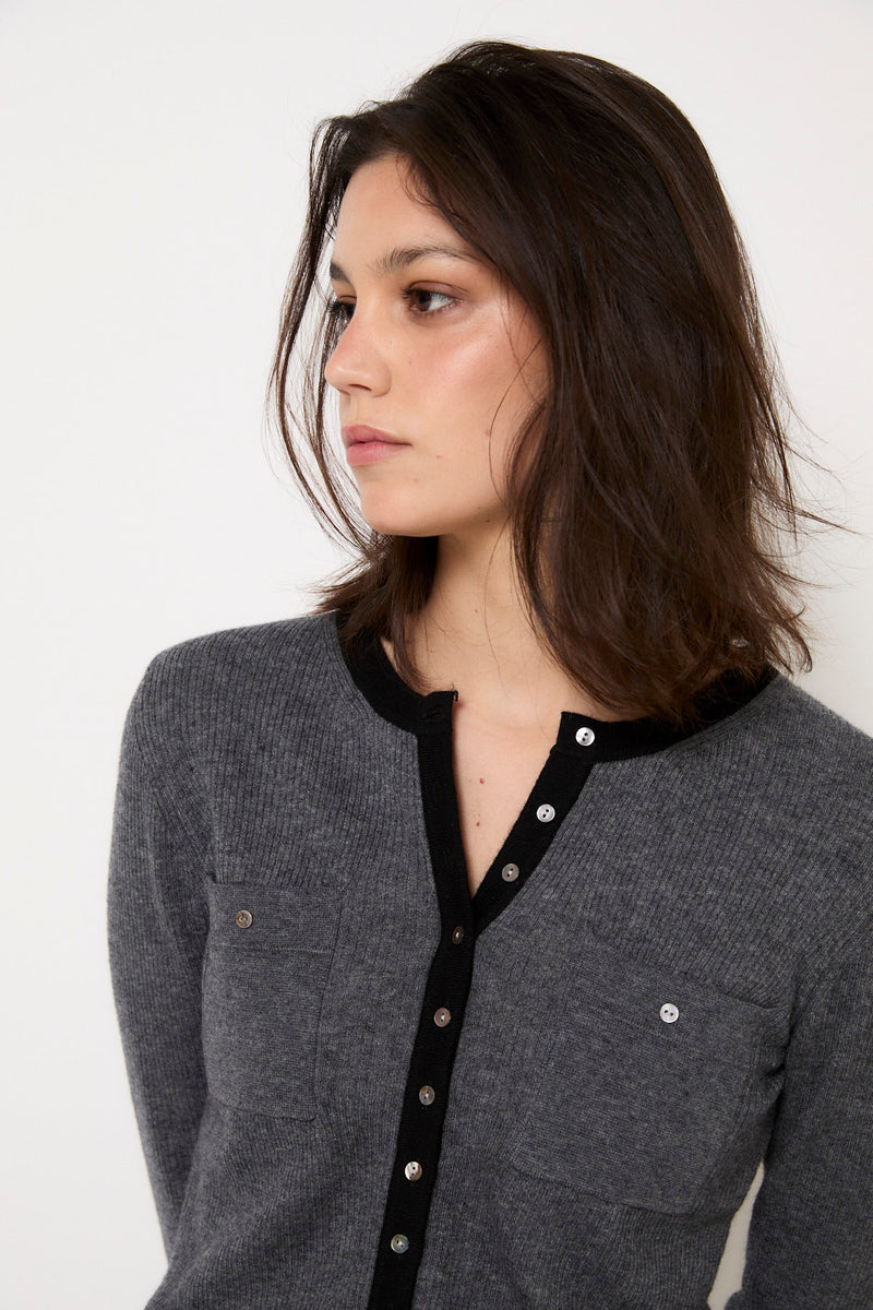 VESTE OITA MAILLE GRISE