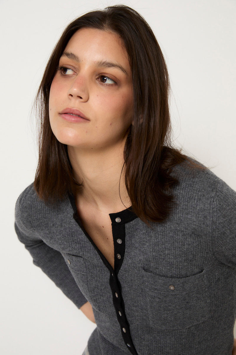 VESTE OITA MAILLE GRISE