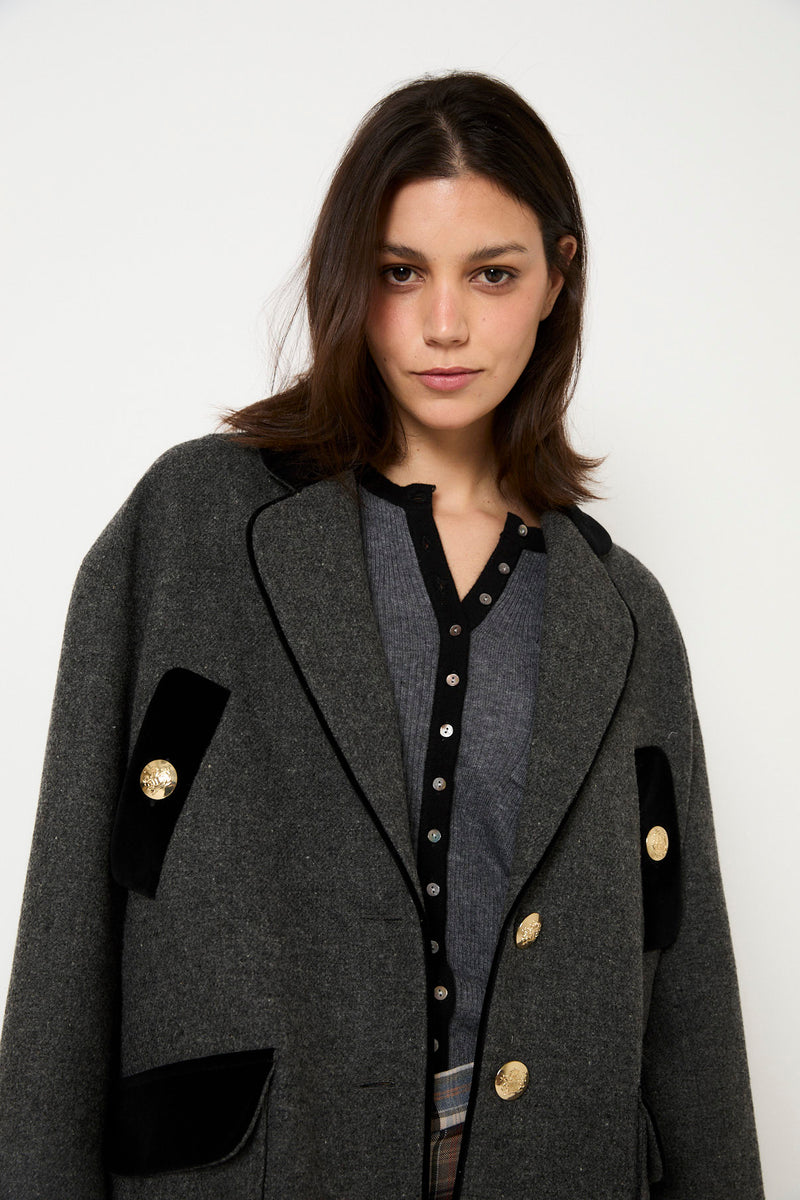 MANTEAU DAKOTA SHETLAND GRIS