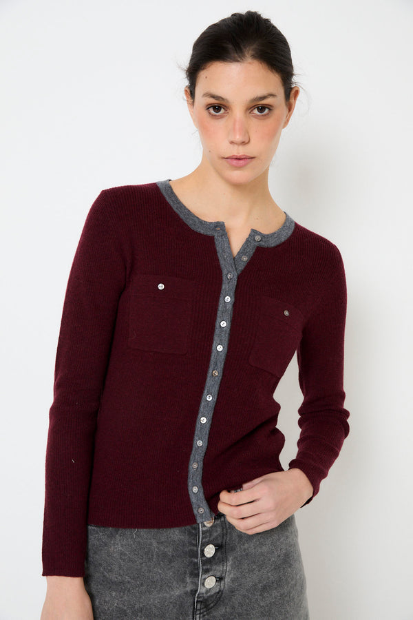 CHAQUETA OITA PUNTO BURGUNDY