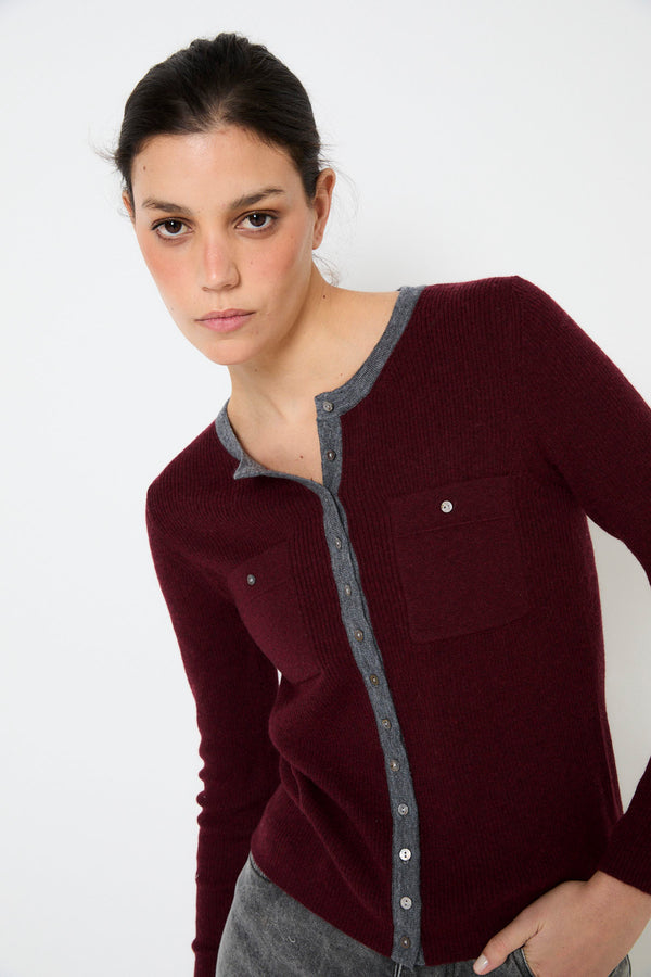 CHAQUETA OITA PUNTO BURGUNDY