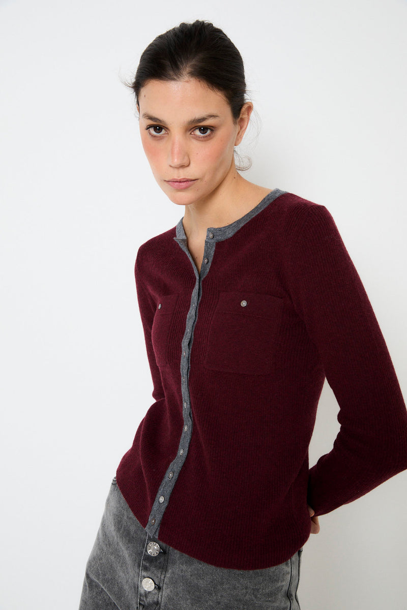 CHAQUETA OITA PUNTO BURGUNDY