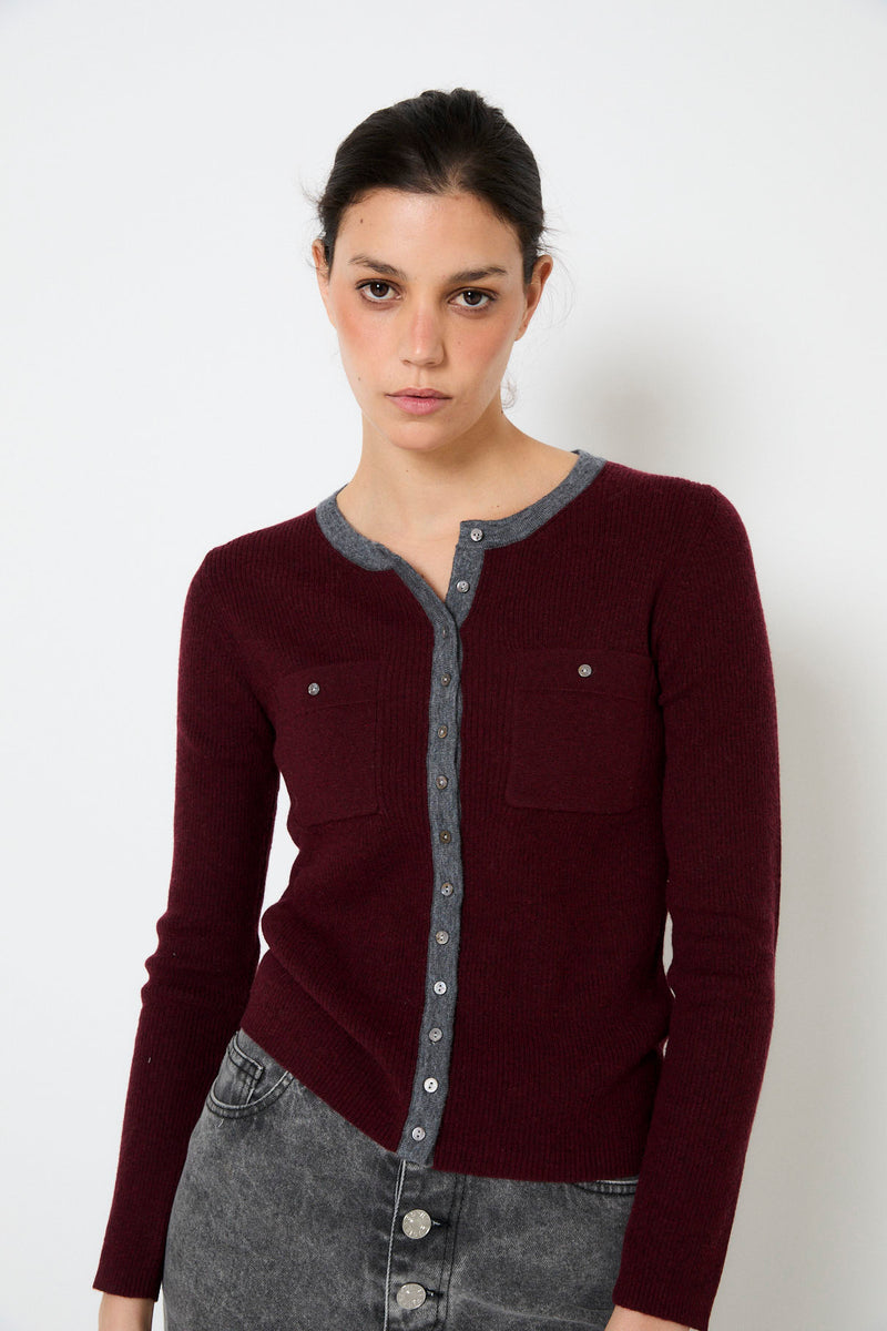 CHAQUETA OITA PUNTO BURGUNDY