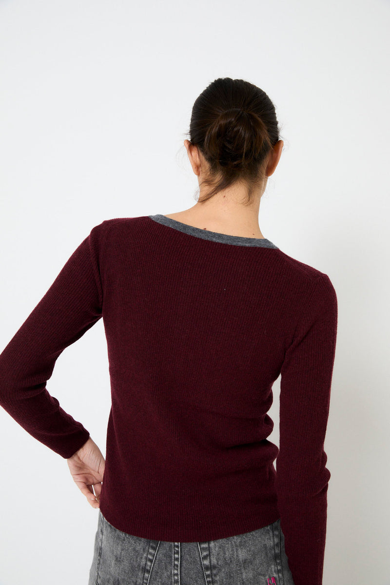 CHAQUETA OITA PUNTO BURGUNDY