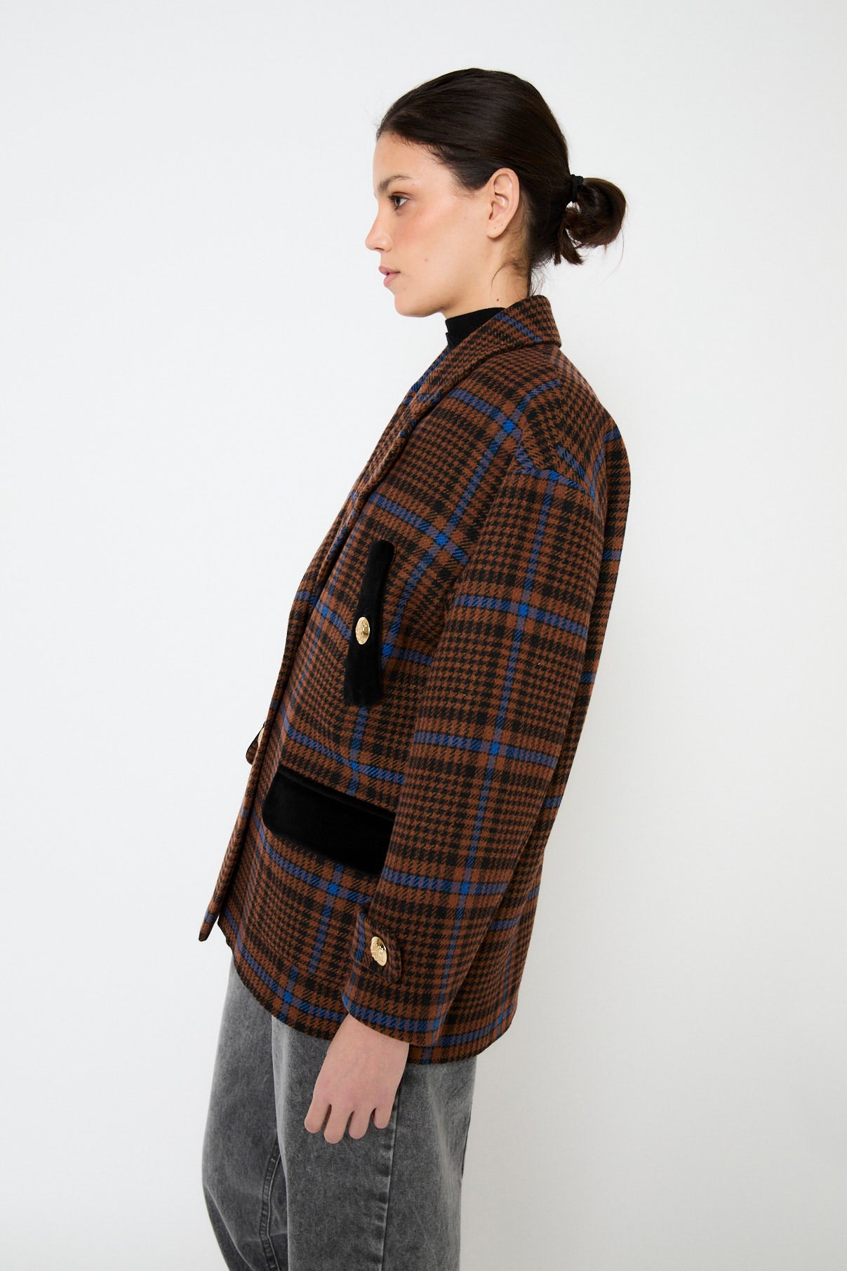 CHAQUETON DAKOTA CUADROS CAMEL