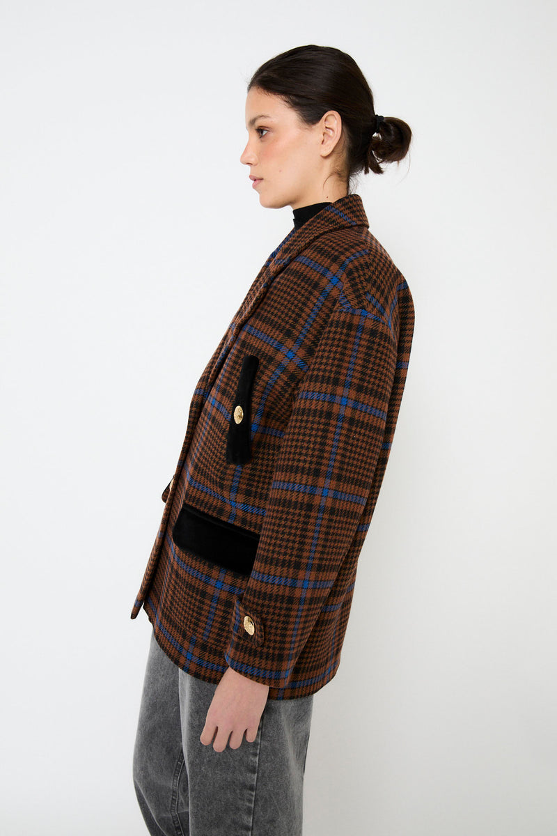 CHAQUETON DAKOTA CUADROS CAMEL