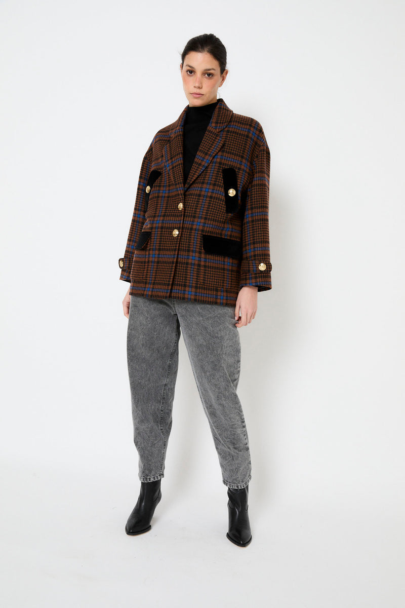 CHAQUETON DAKOTA CUADROS CAMEL