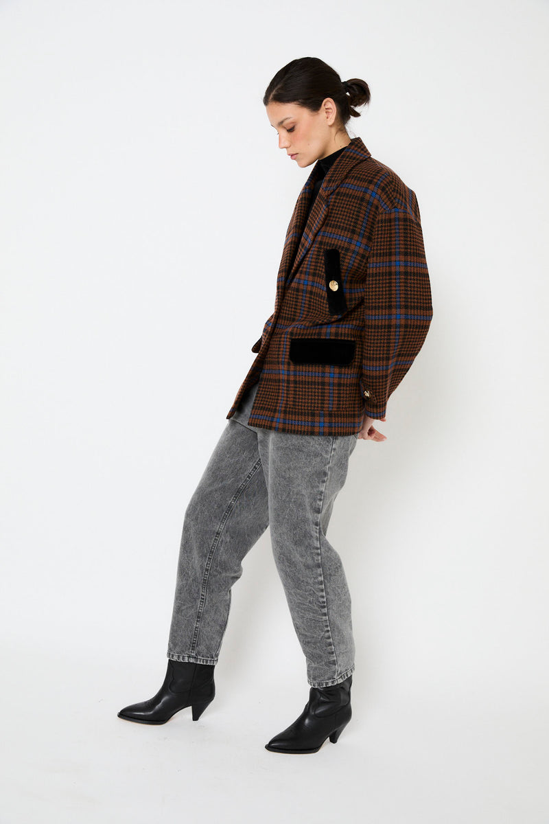 CHAQUETON DAKOTA CUADROS CAMEL