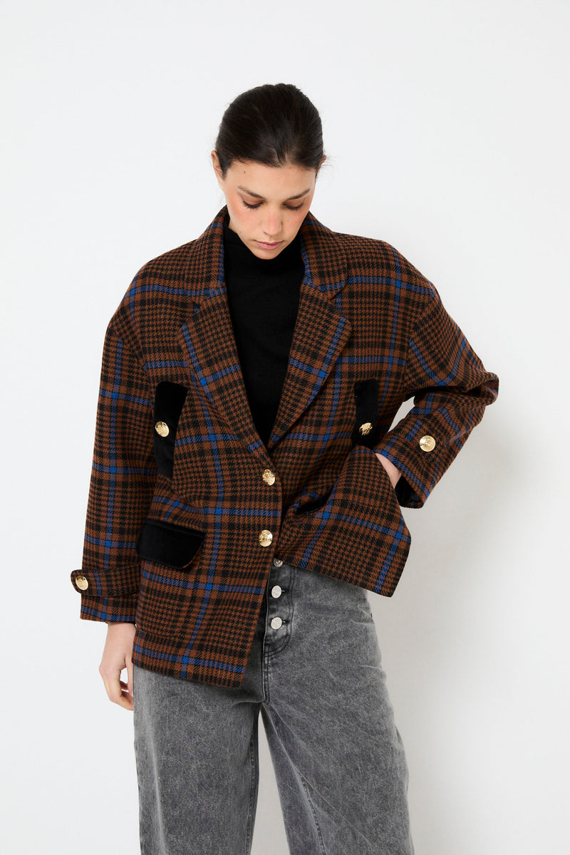 CHAQUETON DAKOTA CUADROS CAMEL