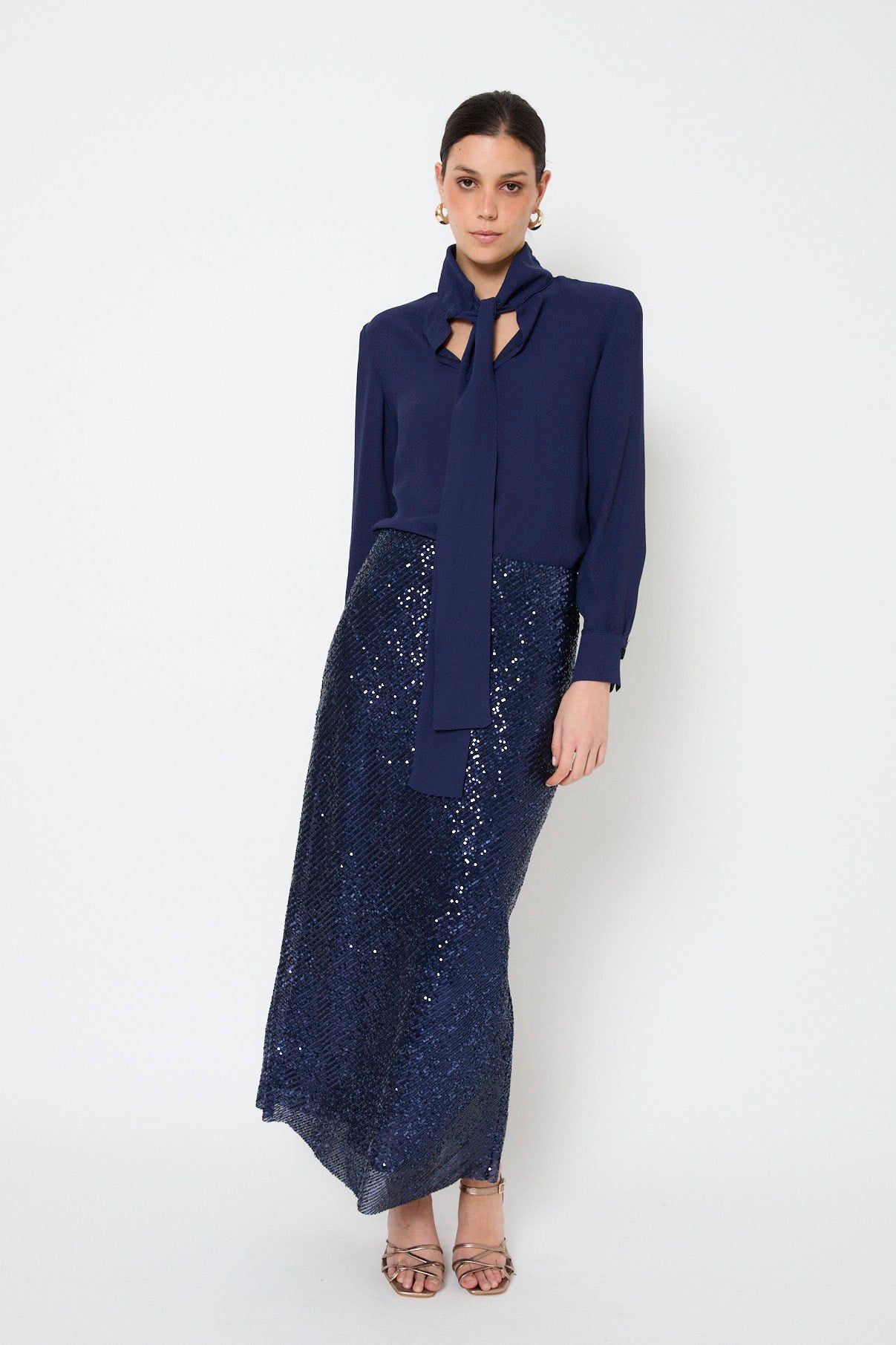 FALDA BIES LENTEJUELA MARINO