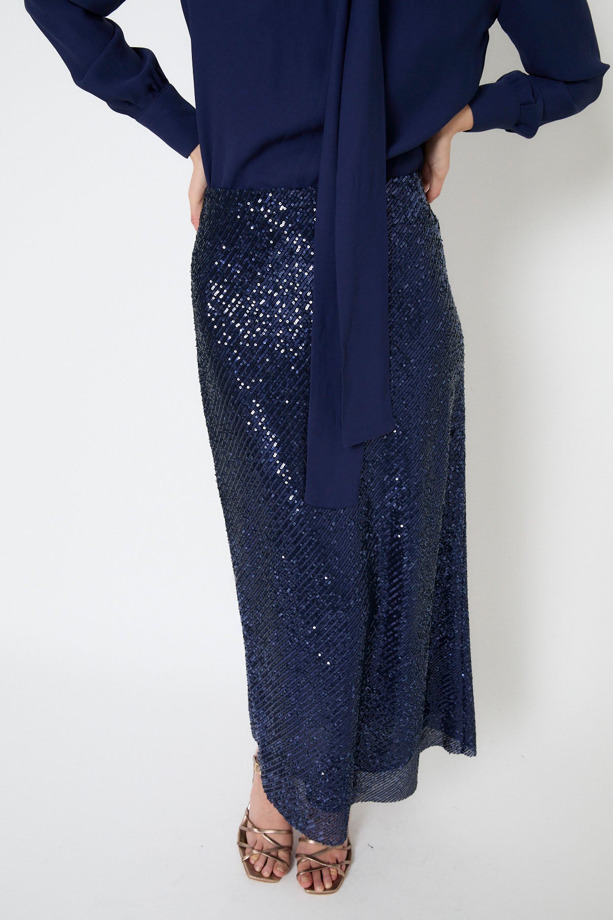 FALDA BIES LENTEJUELA MARINO