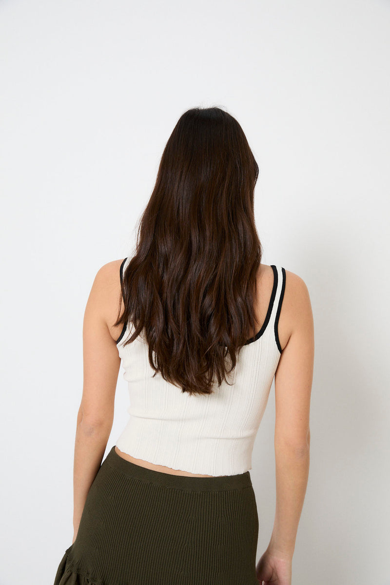 LOGO KNITTED ECRU TOP