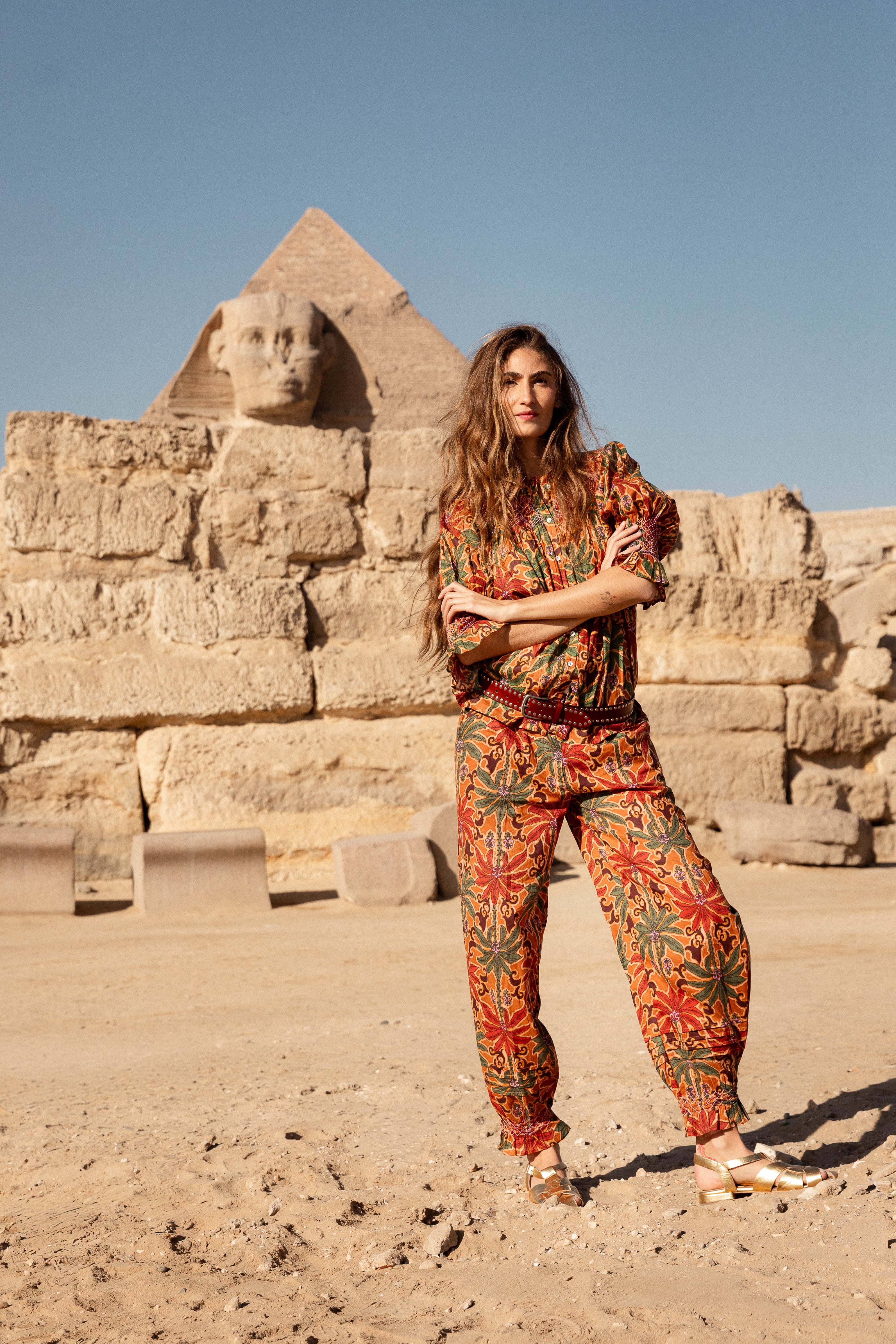 PANTALON TULA PALMAS TEJA