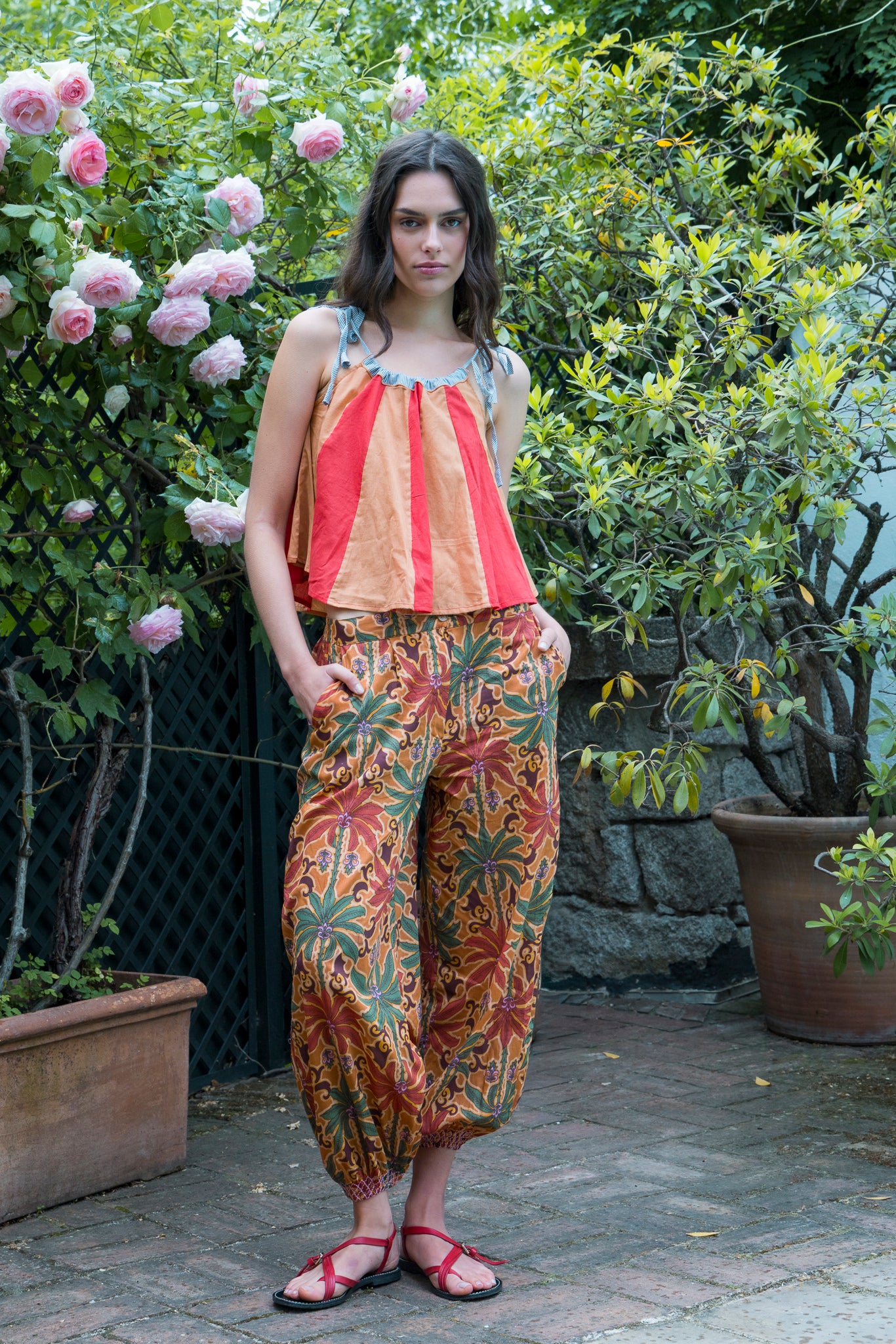 PANTALON TULA PALMAS TEJA