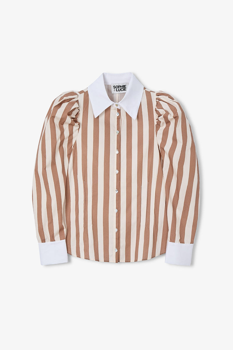 CAMISA CONTRASTE RAYA CAMEL