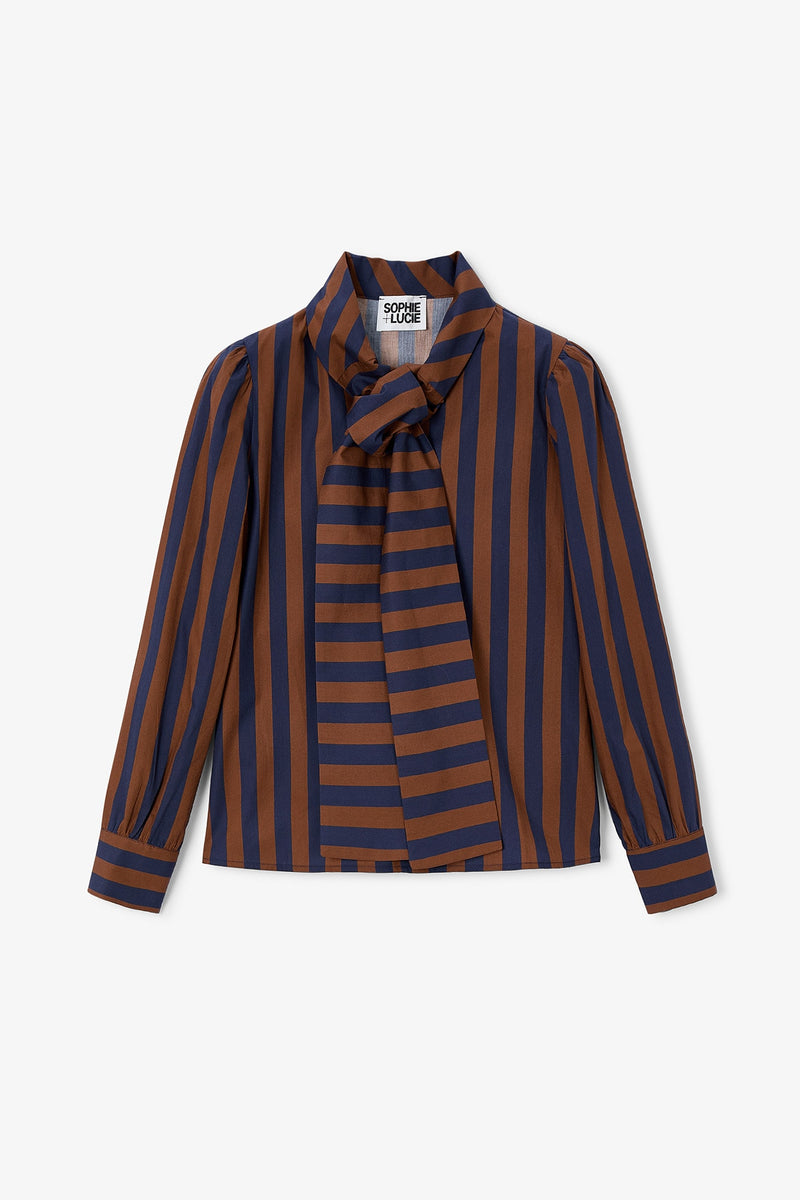 LAZO STRIPED BLUE BLOUSE