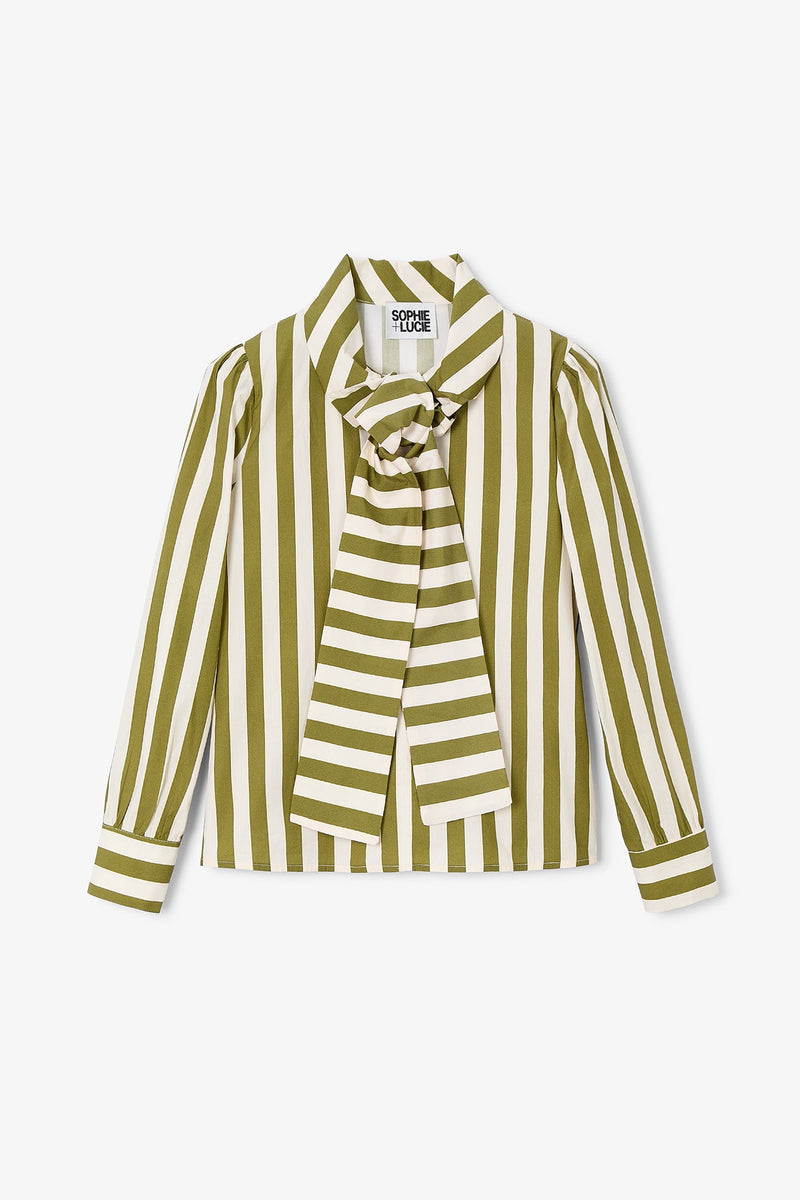 LAZO STRIPED KHAKI BLOUSE