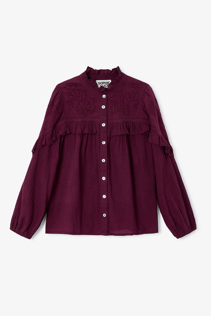 BLUSA TRUJILLO EMBROIDERY BURGUNDY