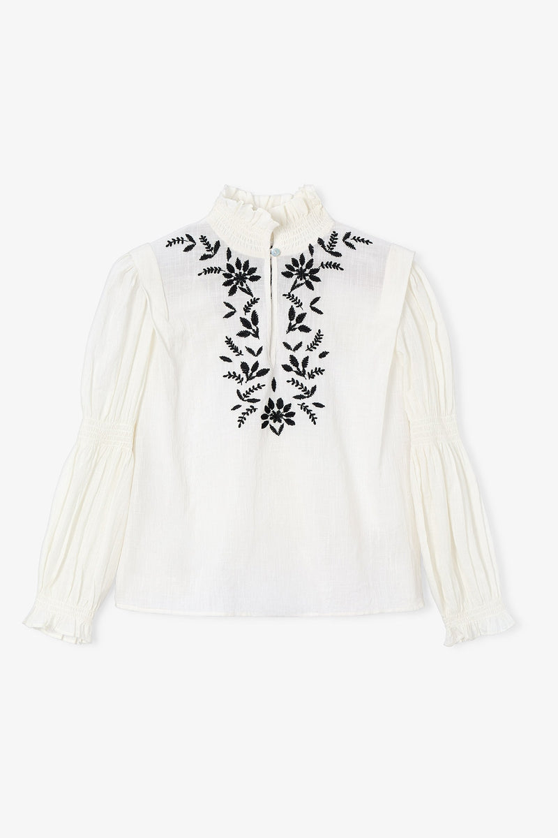 BLOUSE LUPE EMBROIDERY ÉCRU