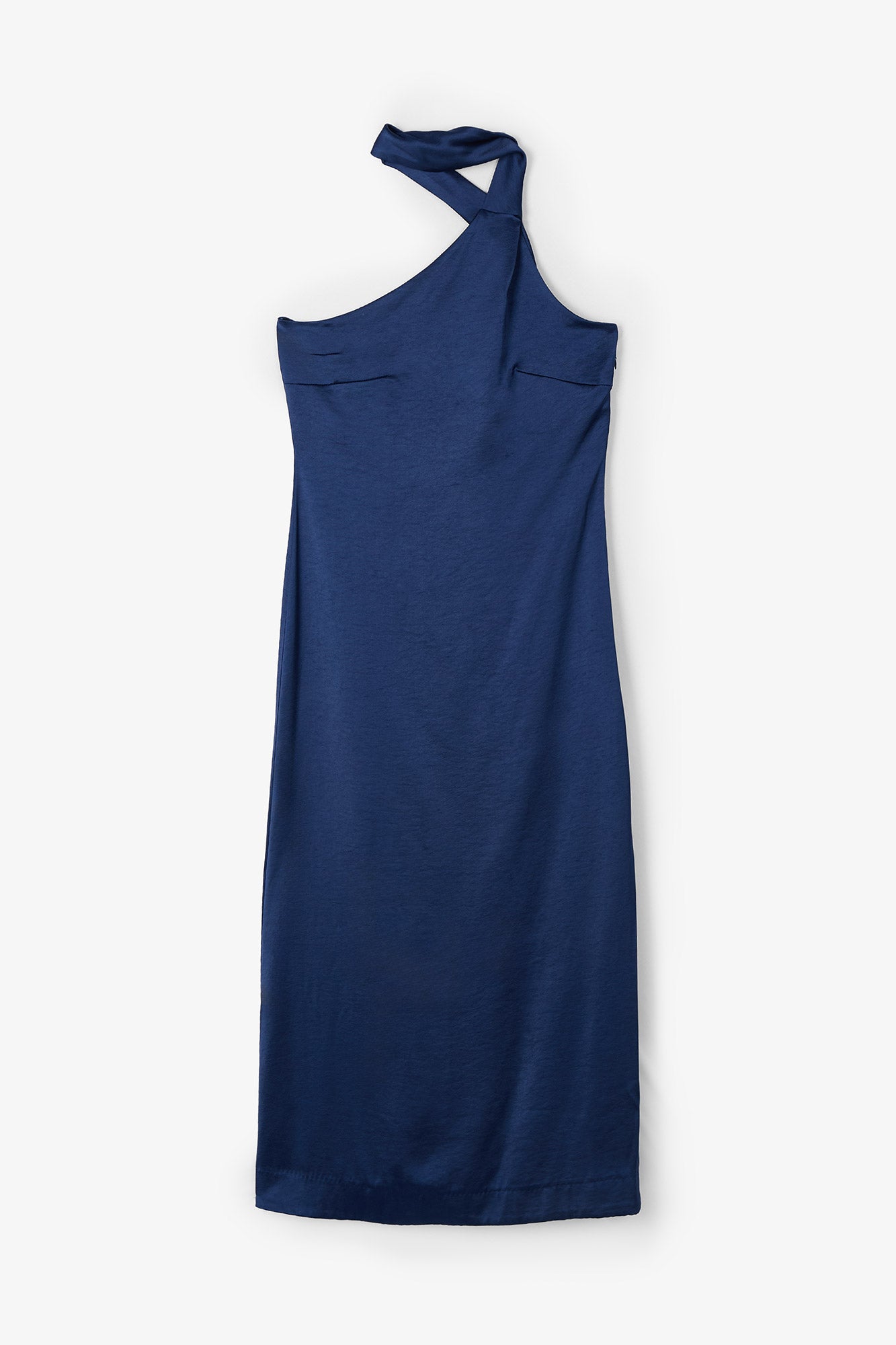 HALTER SATIN NAVY DRESS