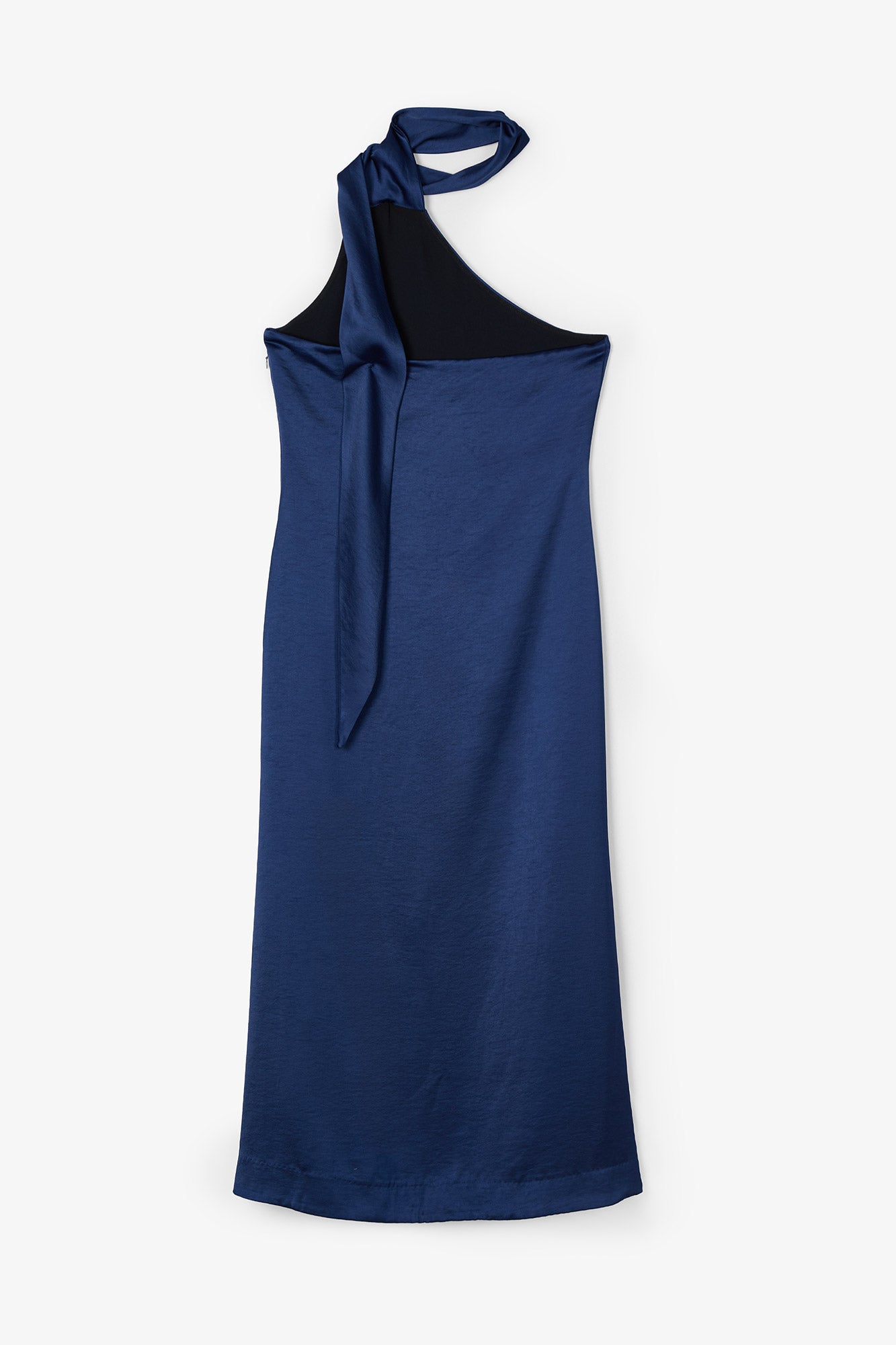 HALTER SATIN NAVY DRESS