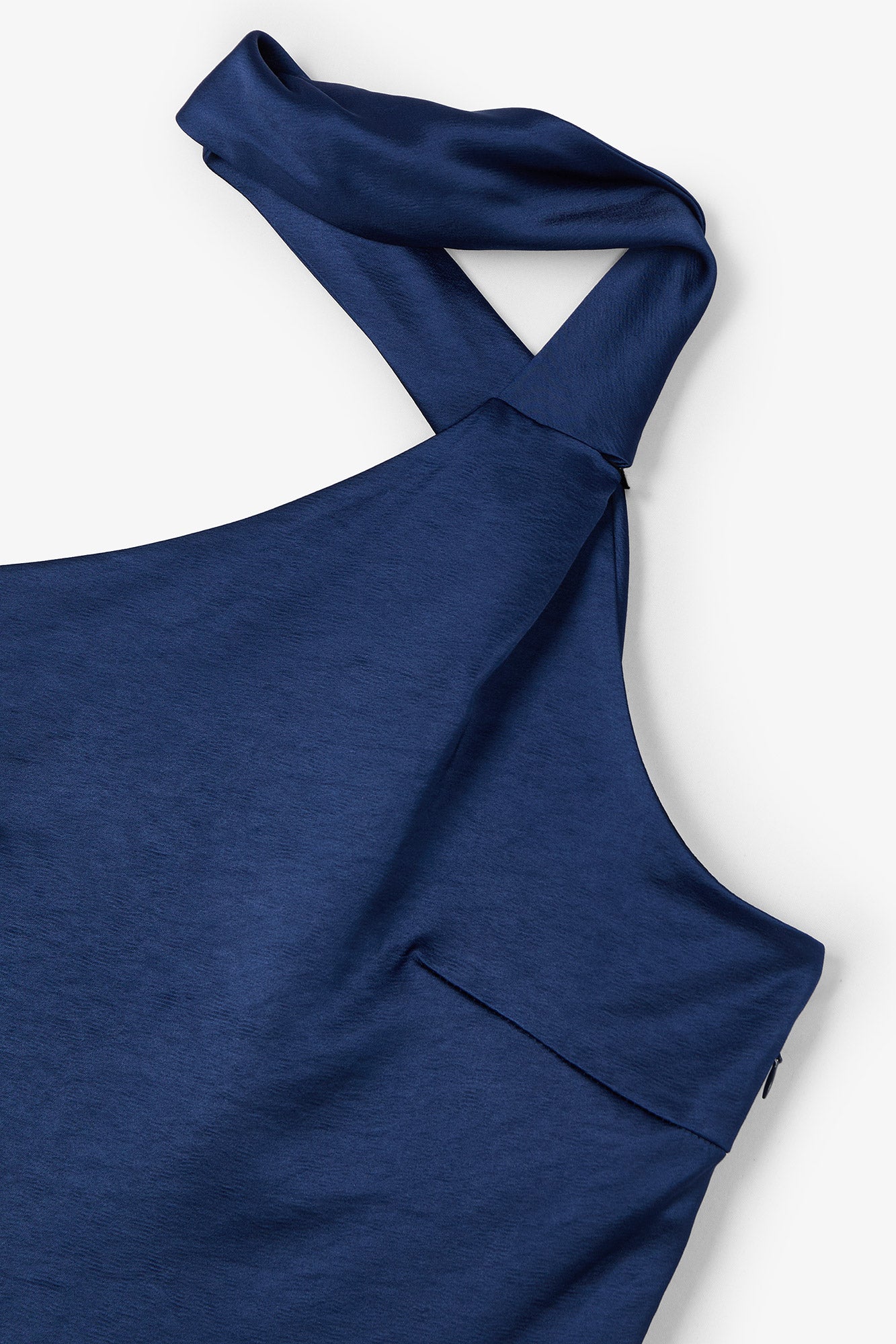 HALTER SATIN NAVY DRESS