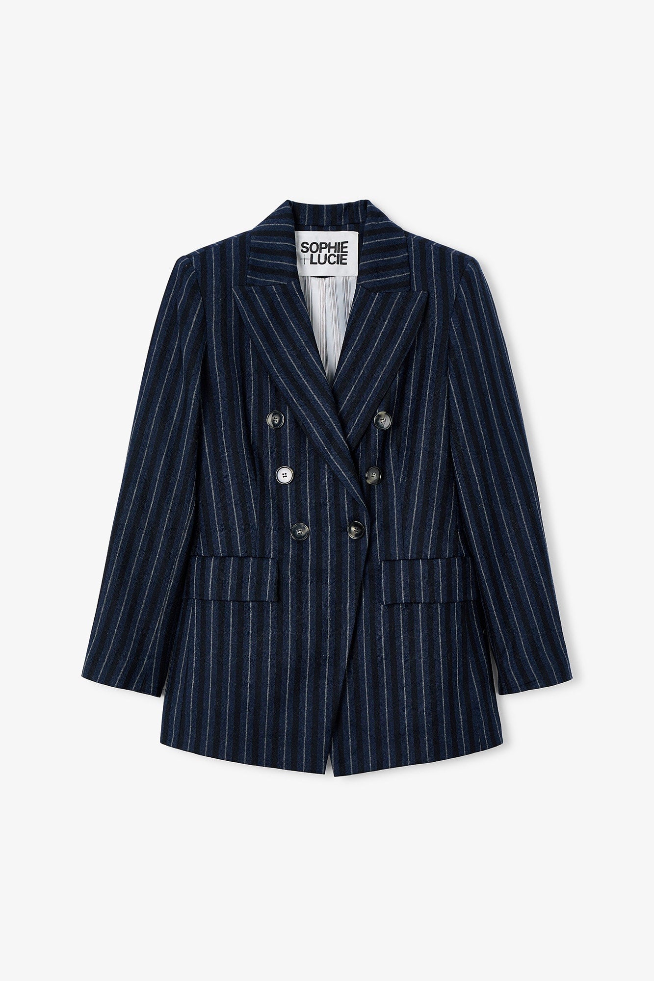 BLAZER CRUZADA RAYAS MARINO