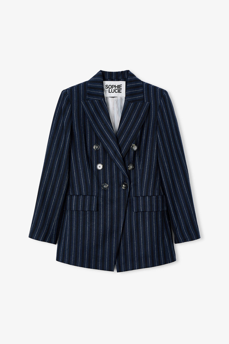 BLAZER CRUZADA RAYAS MARINO