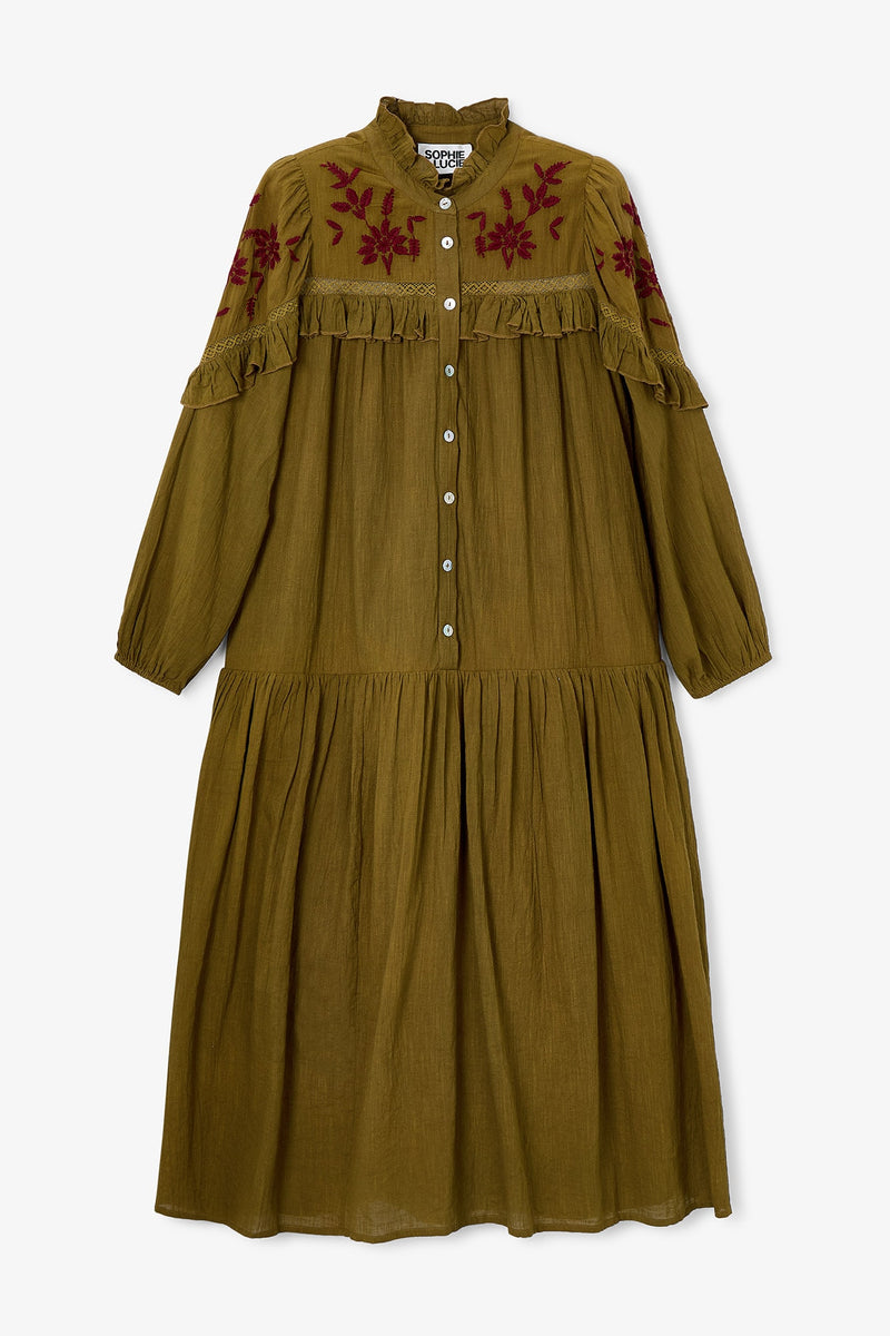 ROBE TRUJILLO BRODERIE KAKI