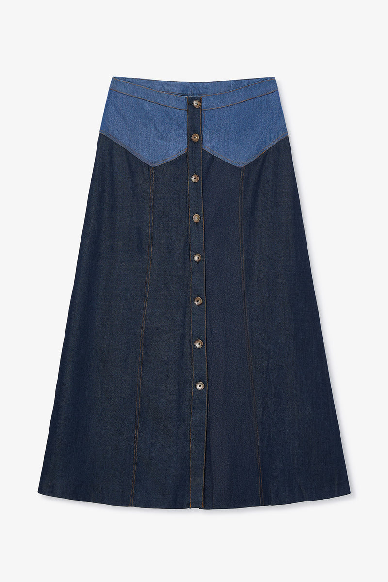 FALDA CATALINA MIX TENCEL AZUL