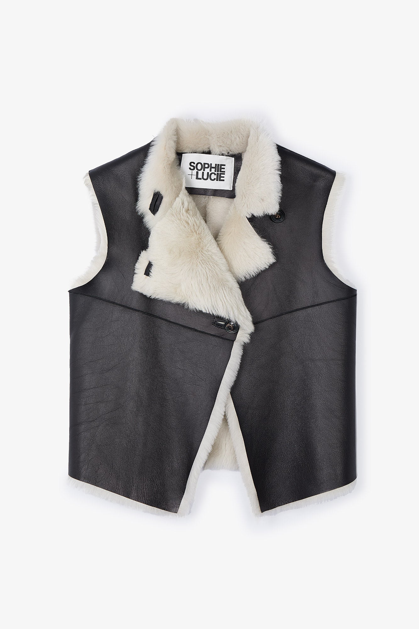 GILET EN CUIR WOODY NOIR