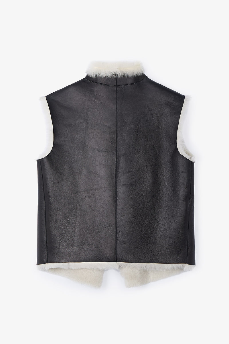 GILET EN CUIR WOODY NOIR