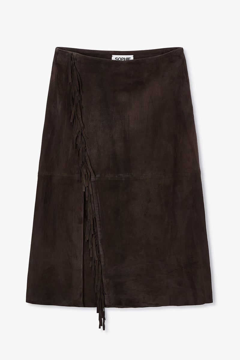 CACERES LEATHER BROWN SKIRT