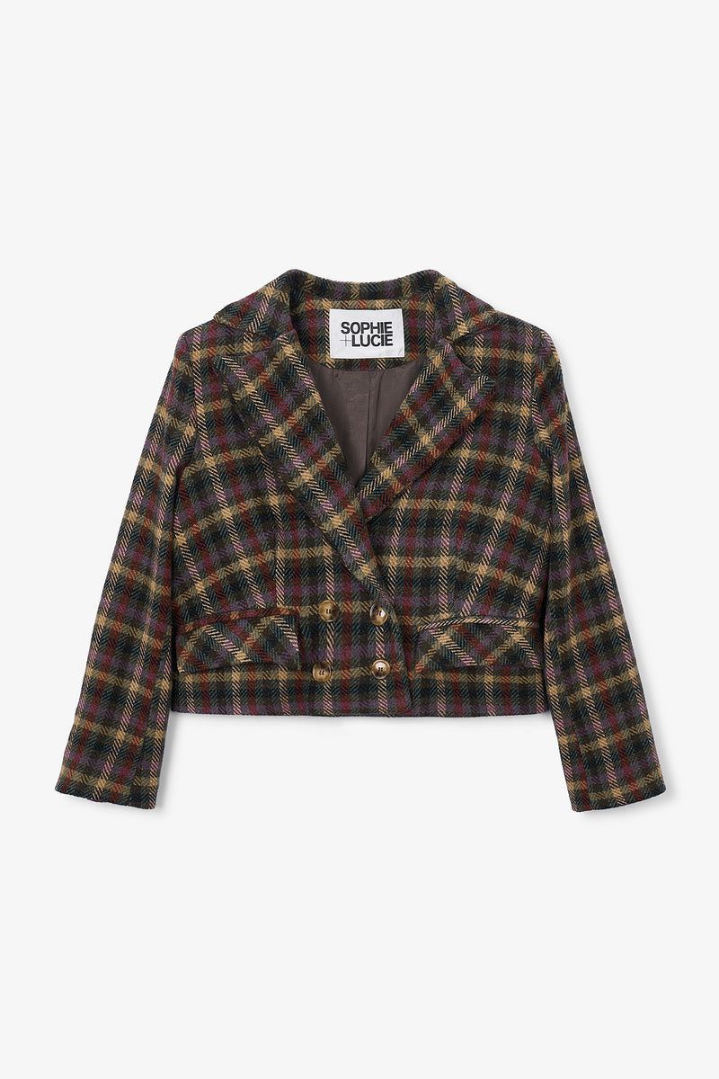 VESTE SPENCER CARREAUX VIOLETS