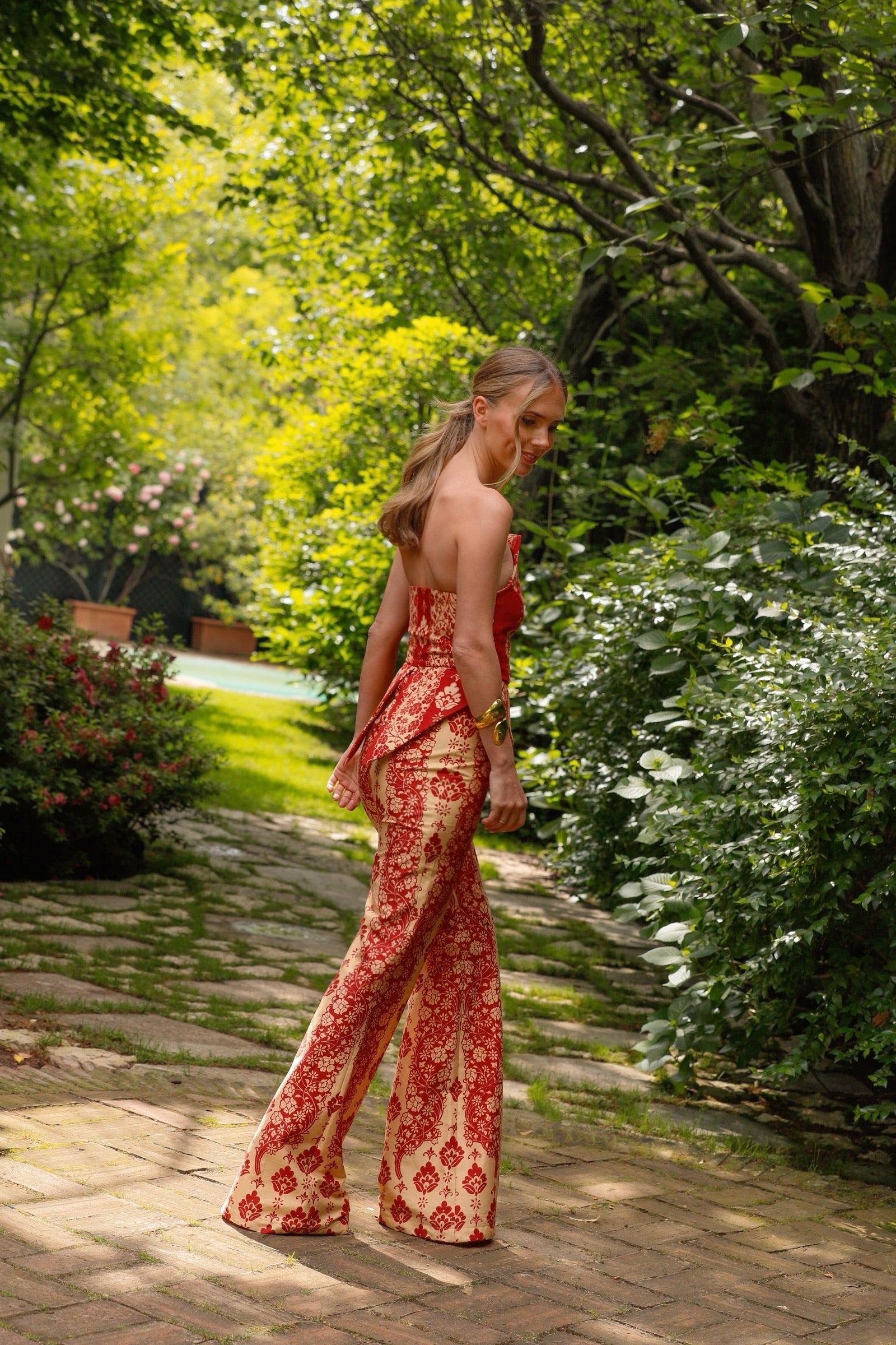 MAR PRINTED RED TROUSERS