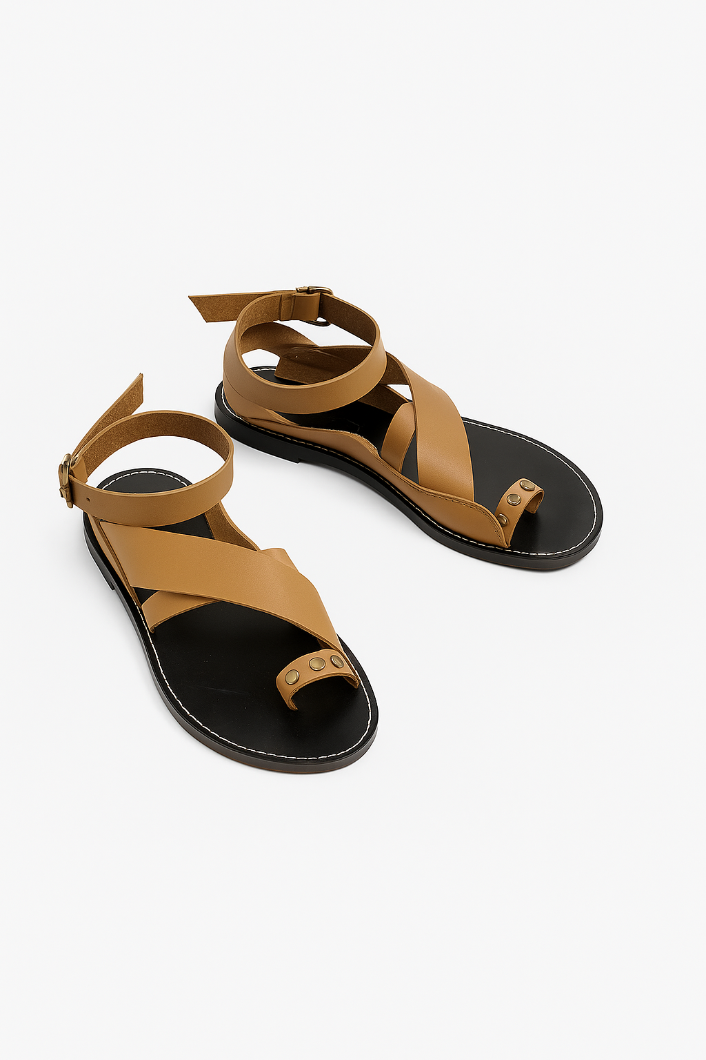 SANDALIA TACHAS PIEL MARRÓN