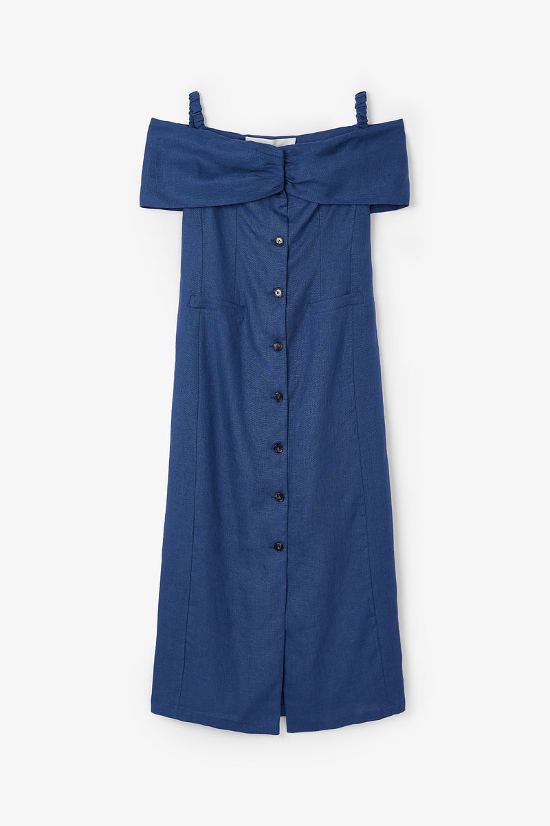 MENORCA LINEN BLUE DRESS
