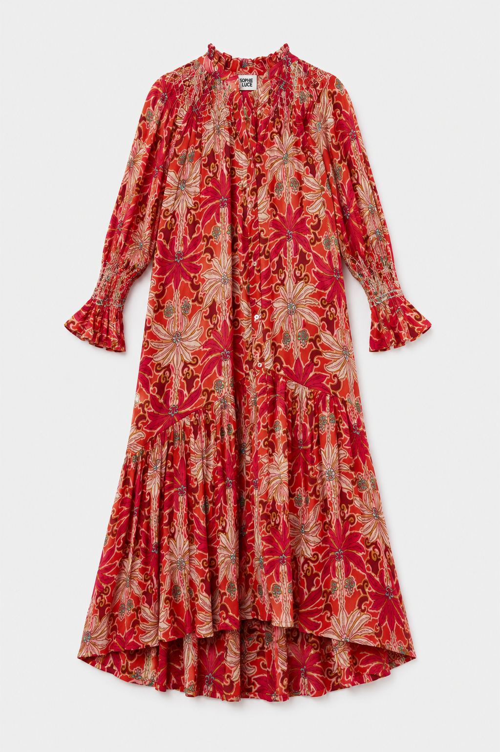VESTIDO TULA PALMAS ROJO