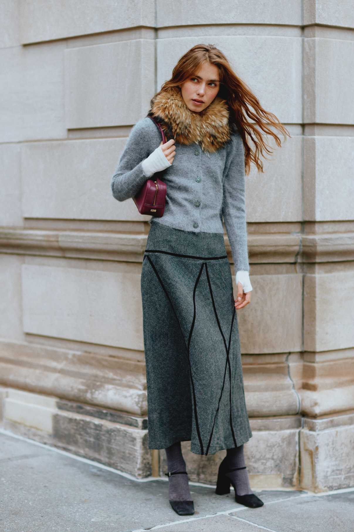 FALDA ROMBO SHETLAND MARENGO