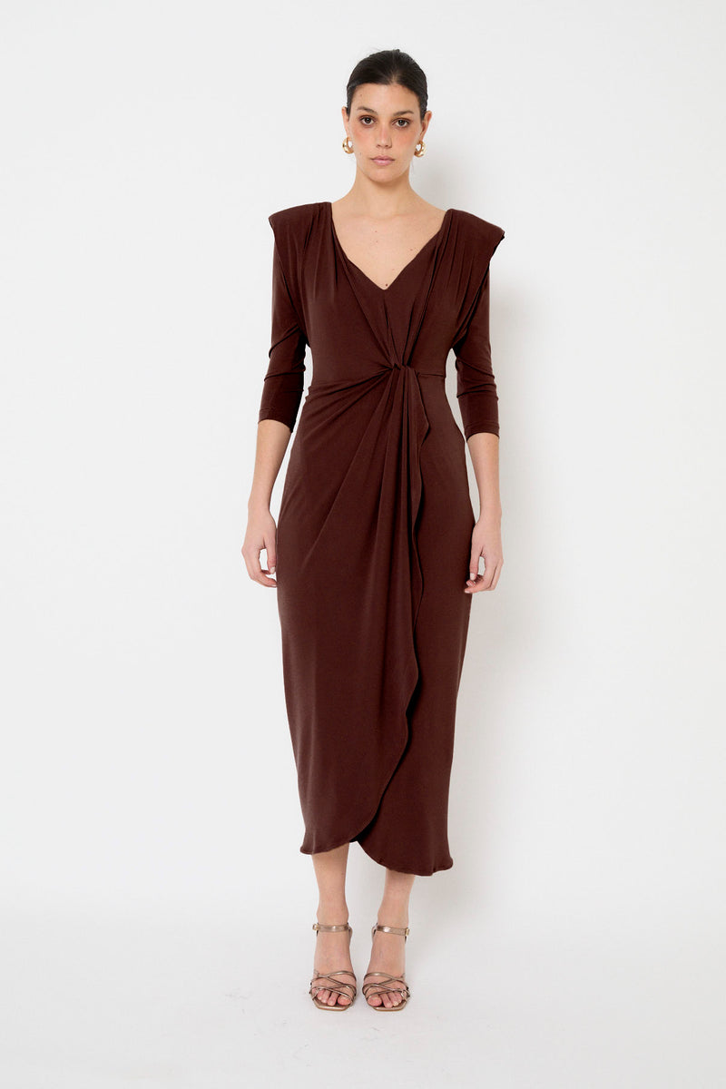 DIECISIETE KNIT BROWN DRESS