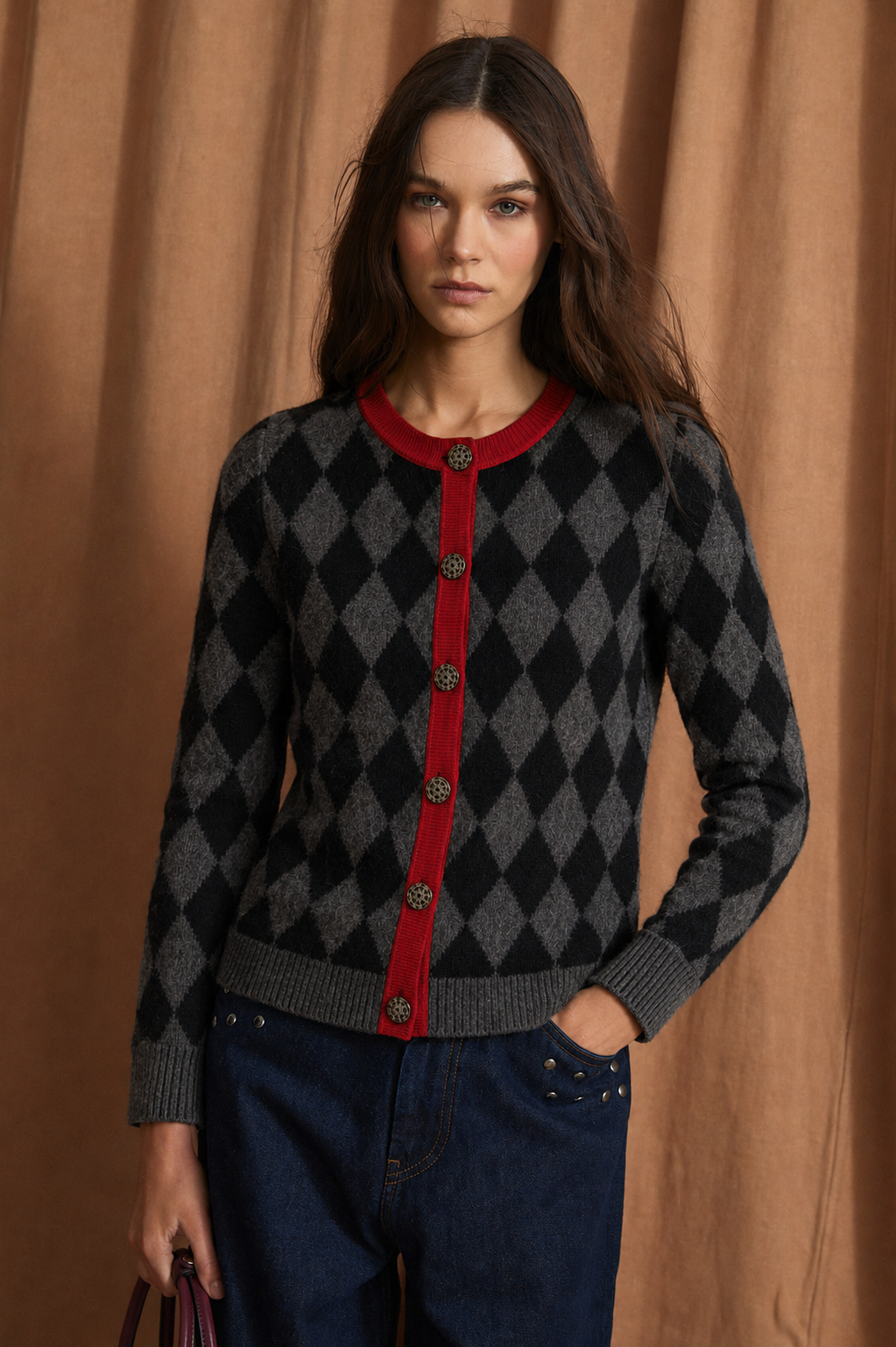 ARLEQUIN KNITTED GREY JACKET