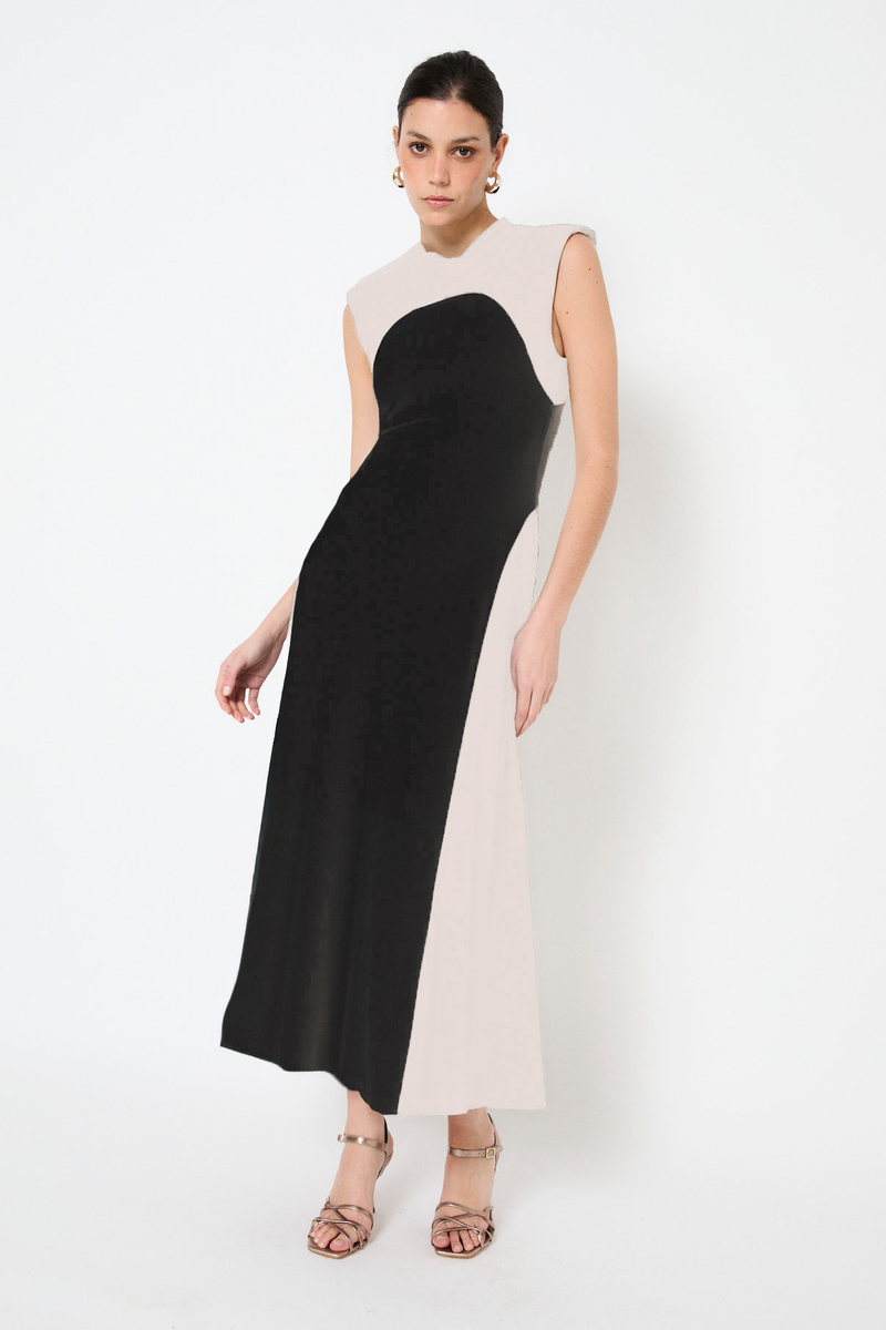 VESTIDO DUO PUNTO BICOLOR