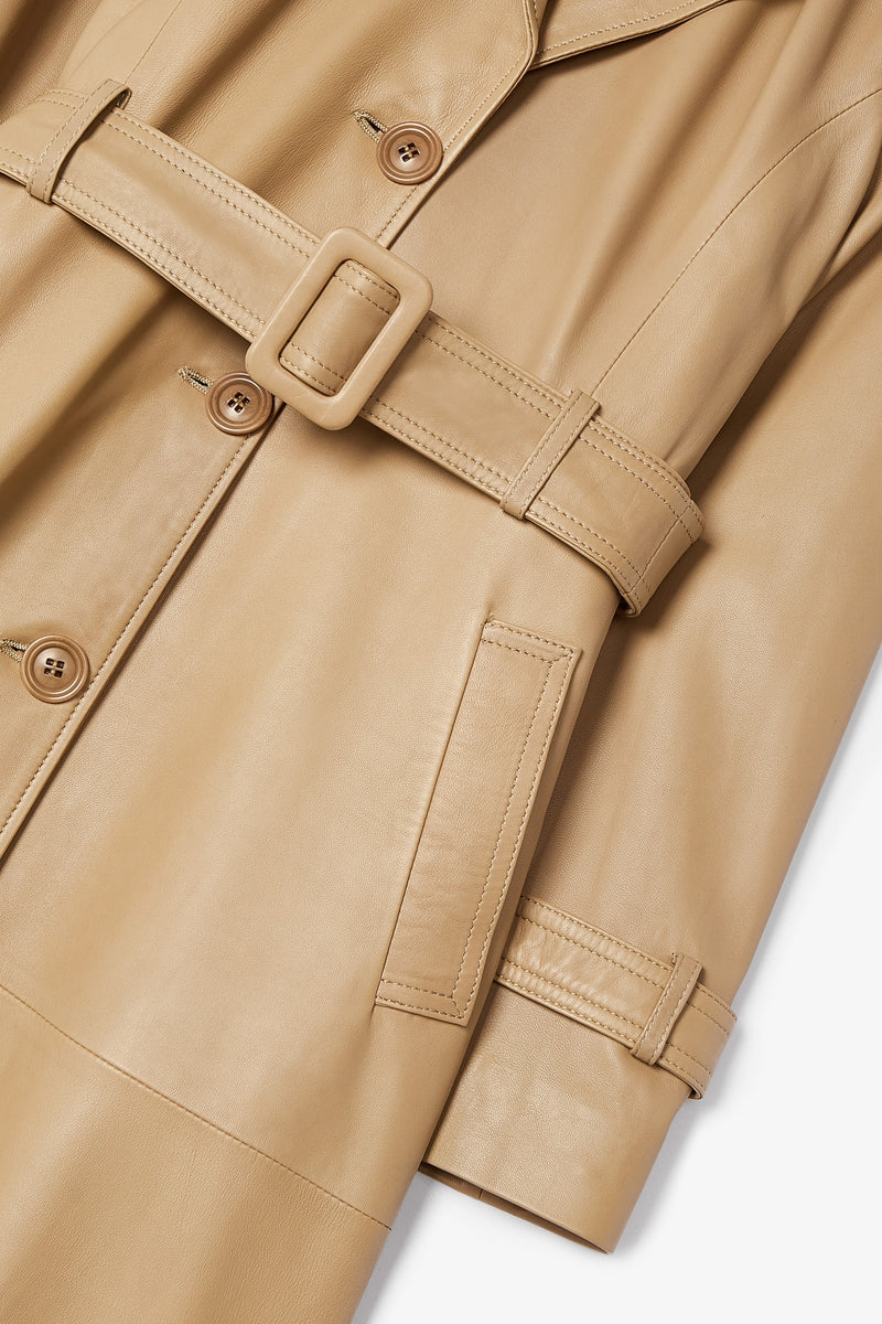 BASSET LEATHER BEIGE TRENCH COAT