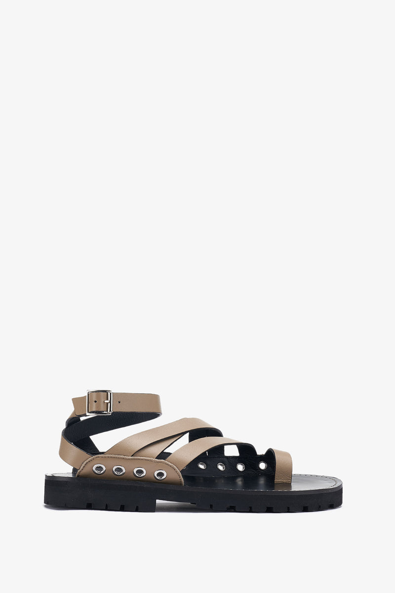 MONICA TAUPE LEATHER SANDAL