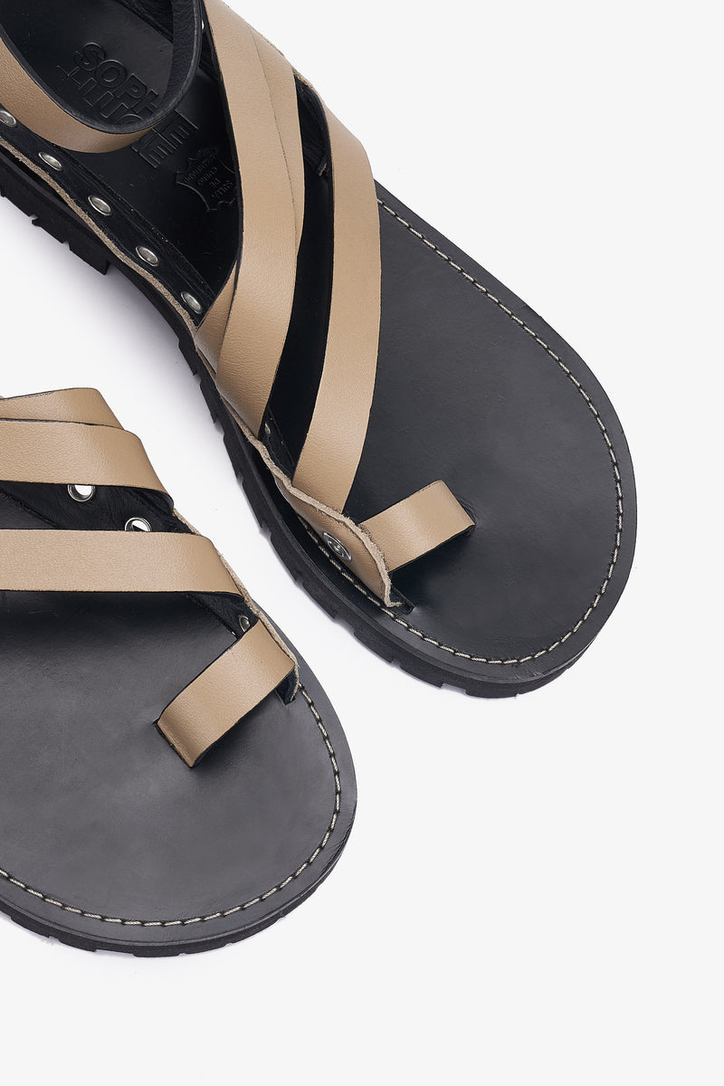 MONICA TAUPE LEATHER SANDAL